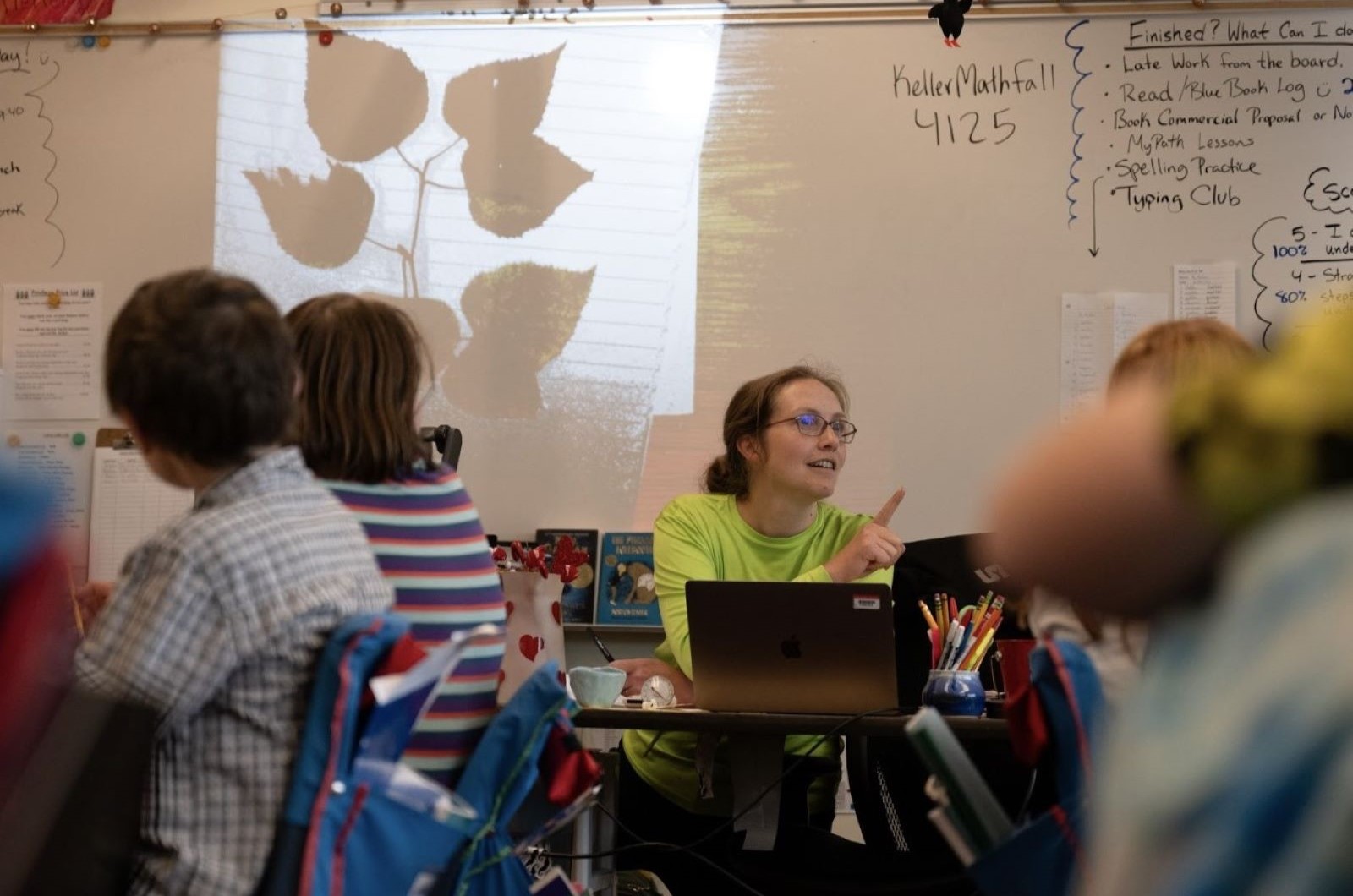 Teaching students about green-down, a protocol used to monitor the changes in color of leaves during autumn.